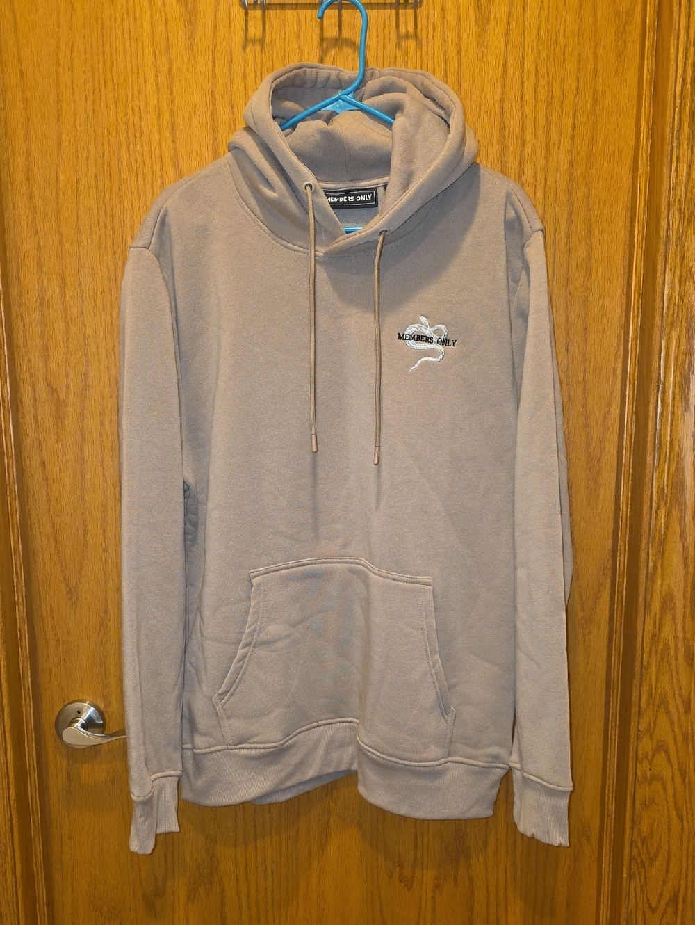 Members Only Taupe Pullover Hoodie with Subtle Logo